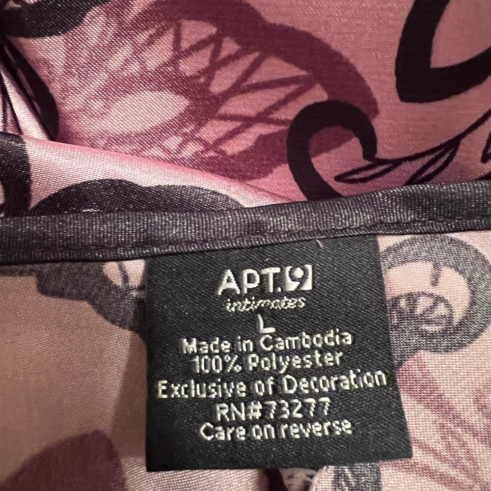 Apt 9 chemise nightgown purple flowers black lace large NWT - Picture 3 of 7